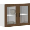 vidaXL Skåp>Väggskåp för kök med glasdörr Porto brun ek