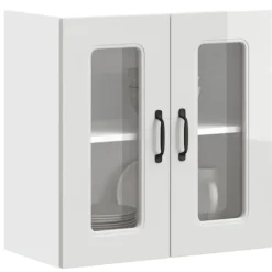 vidaXL Skåp>Väggskåp för kök med glasdörr Kalmar högglans vit konstruerat trä