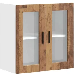 vidaXL Skåp>Väggskåp för kök med glasdörr Porto åldrat trä