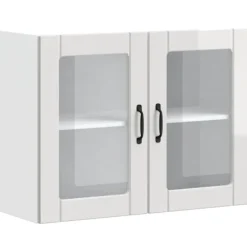 vidaXL Skåp>Väggskåp för kök med glasdörr Lucca högglans vit konstruerat trä