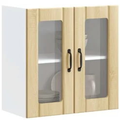 vidaXL Skåp>Väggskåp för kök med glasdörr Lucca sonoma-ek konstruerat trä