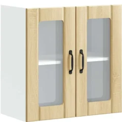 vidaXL Skåp>Väggskåp för kök med glasdörr Lucca sonoma-ek konstruerat trä