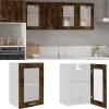 vidaXL Skåp>Väggskåp glas “Lyon” rökfärgad ek 40x31x60 cm konstruerat trä
