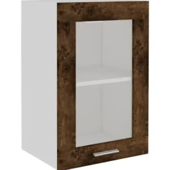 vidaXL Skåp>Väggskåp glas “Lyon” rökfärgad ek 40x31x60 cm konstruerat trä
