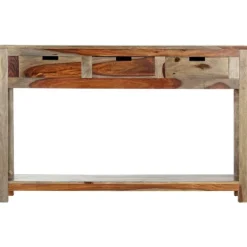 vidaXL Sideboards>Avlastningsbord med 3 lådor 120x30x75 cm massivt sheshamträ