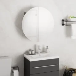 vidaXL Skåp>Badrumsskåp med rund spegel och LED 40x40x17,5 cm