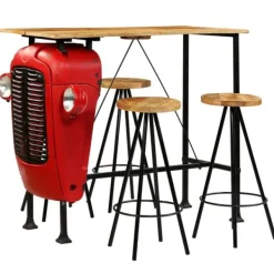 vidaXL Matgrupper>Bargrupp 5 delar massivt mangoträ 120x60x107 cm