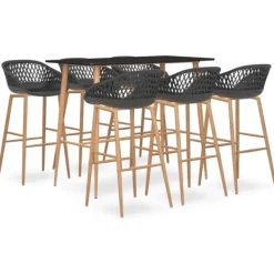 vidaXL Matgrupper>Bargrupp 7 delar och grå