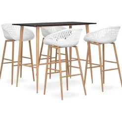 vidaXL Matgrupper>Bargrupp 5 delar och vit