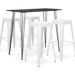 vidaXL Matgrupper>Bargrupp 5 delar och vit
