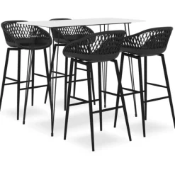 vidaXL Matgrupper>Bargrupp 5 delar och svart