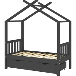vidaXL Sängar>Barnsäng med låda mörk massiv furu 70x140 cm