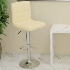 vidaXL Stolar>Barstol gräddvit tyg