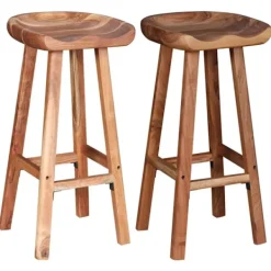 vidaXL Stolar>Barstolar 2 st massivt akaciaträ 38x37x76 cm