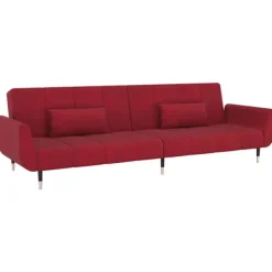 vidaXL Soffor>Bäddsoffa 2-sits med två kuddar vin sammet