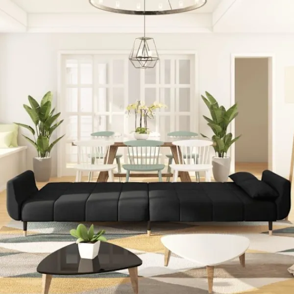 vidaXL Soffor>Bäddsoffa 2-sits med två kuddar sammet