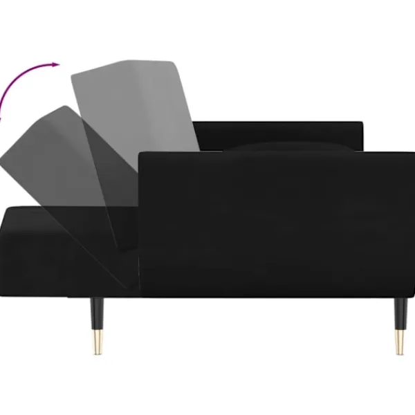 vidaXL Soffor>Bäddsoffa 2-sits med två kuddar sammet