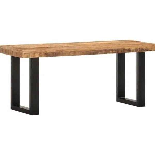 vidaXL Balkongmöbler>Bänk 110 cm massivt grovt mangoträ och stål