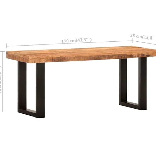 vidaXL Balkongmöbler>Bänk 110 cm massivt grovt mangoträ och stål