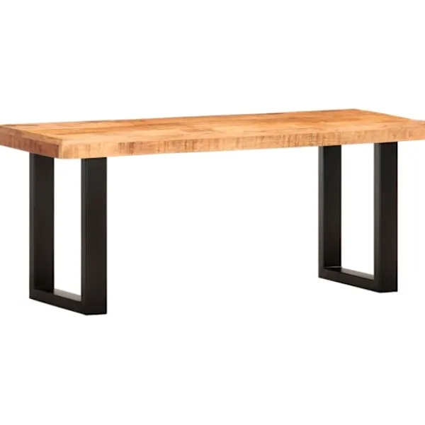 vidaXL Balkongmöbler>Bänk 110 cm massivt grovt mangoträ och stål