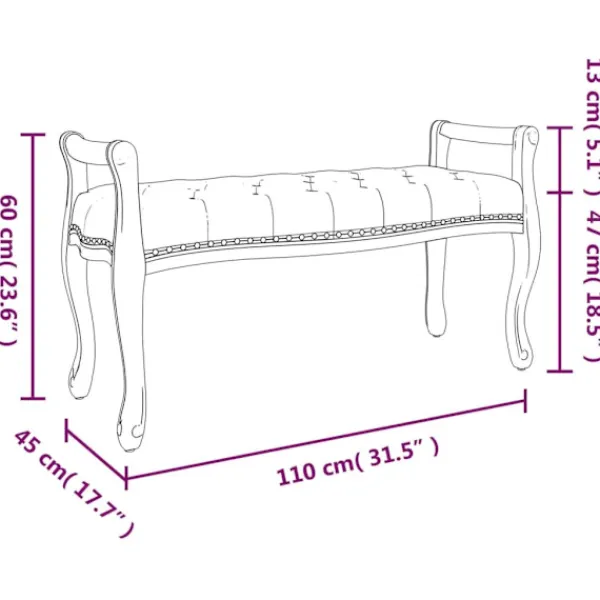 vidaXL Balkongmöbler>Bänk ljus 110x45x60 cm sammet