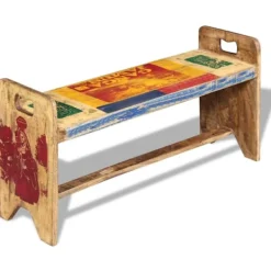 vidaXL Balkongmöbler>Bänk massivt återvunnet trä 100x30x50 cm