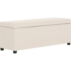 vidaXL Kistor & Koffertar>Bänk med förvaringsutrymme 116 cm gräddvit polyester