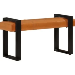 vidaXL Balkongmöbler>Bänk svart och 110 cm äkta getskinn