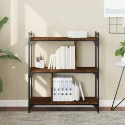 vidaXL Hyllor>Bokhylla 3 hyllplan brun ek 76x32x88 cm konstruerat trä Brun