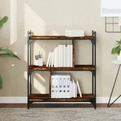 vidaXL Hyllor>Bokhylla 3 hyllplan rökfärgad 76x32x88 cm konstruerat trä Brun