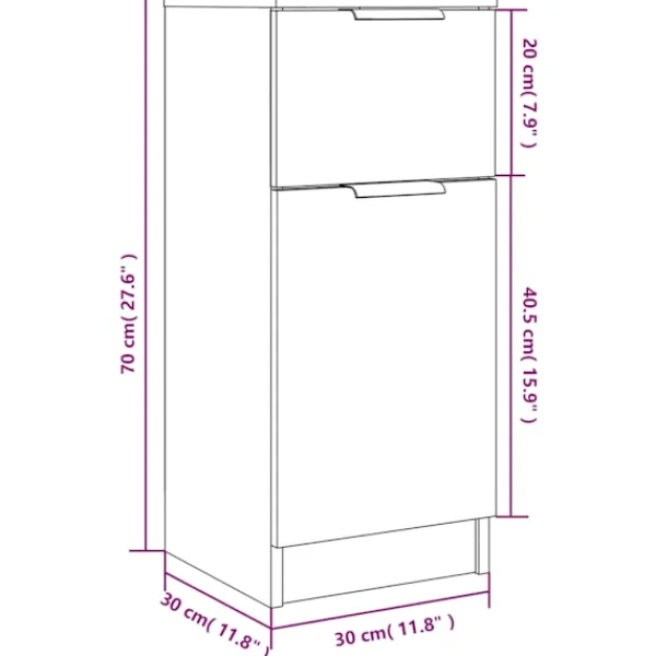 vidaXL Sideboards>Byrå betong 30x30x70 cm konstruerat trä