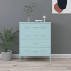 vidaXL Byråer>Byrå mintgrön 80x35x101,5 cm stål