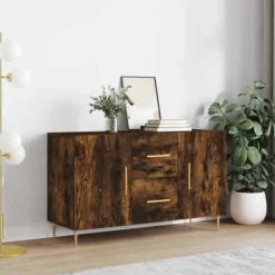 vidaXL Byråer>Byrå rökfärgad ek 100x36x60 cm konstruerat trä