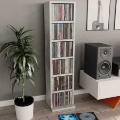 vidaXL Hyllor>CD-hylla betong 21x20x88 cm konstruerat trä