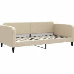 vidaXL Soffor>Dagbädd med madrass gräddvit 100x200 cm tyg