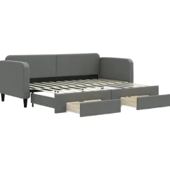 vidaXL Soffor>Dagbädd utdragbar med lådor mörk 80x200 cm tyg