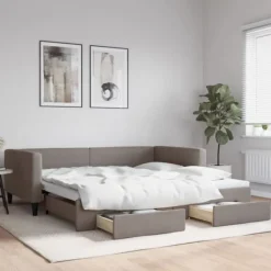 vidaXL Soffor>Dagbädd utdragbar med lådor 100x200 cm tyg