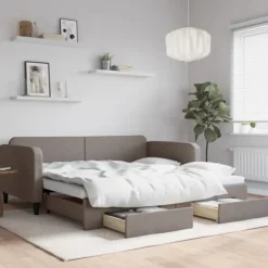 vidaXL Soffor>Dagbädd utdragbar med lådor 100x200 cm tyg