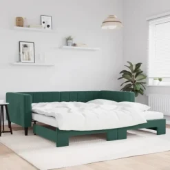 vidaXL Soffor>Dagbädd utdragbar och madrasser mörk 100x200 cm sammet