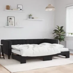 vidaXL Soffor>Dagbädd utdragbar och madrasser 90x200 cm sammet