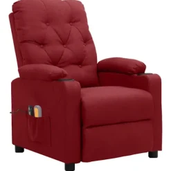 vidaXL Fåtöljer>Elektrisk massagefåtölj vin tyg