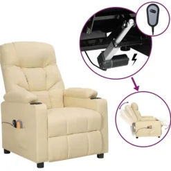 vidaXL Fåtöljer>Elektrisk massagefåtölj gräddvit tyg