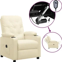 vidaXL Fåtöljer>Elektrisk reclinerfåtölj gräddvit konstläder