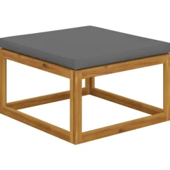 vidaXL Pallar>Fotpall med mörk dyna massivt akaciaträ