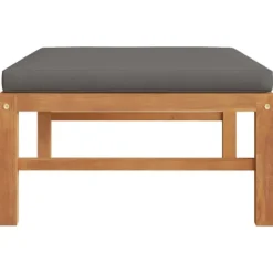 vidaXL Pallar>Fotpall med mörk dyna massiv teak