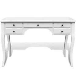 vidaXL Kontorsmöbler>Franskt skrivbord i trä med böjda ben och 5 lådor