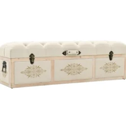 vidaXL Kistor & Koffertar>Förvaringsbänk 110 cm krämfärgad massiv gran och tyg