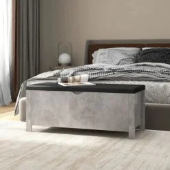 vidaXL Sideboards>Förvaringsbänk med dyna betong 105x40x45 cm konstruerat trä