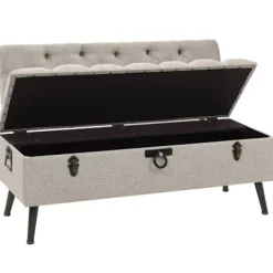 vidaXL Kistor & Koffertar>Förvaringsbänk med ryggstöd 110 cm gräddvit tyg