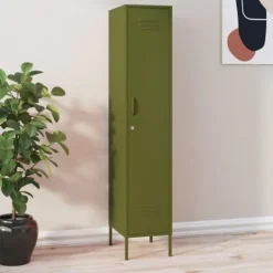 vidaXL Skåp>Förvaringsskåp oliv 35x46x180 cm stål